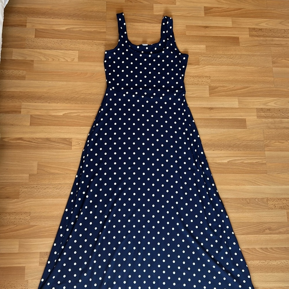 Old Navy Navy Blue Polka Dot Maxi Dress